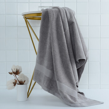 纯棉3A级抗菌浴巾加大加厚成人吸水酒店速干大浴巾单条装灰色	